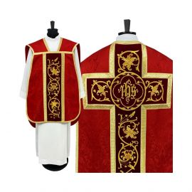 Ornat rzymski IHS - kolory liturgiczne, żakard (35) - Ornaty rzymskie - Nowość