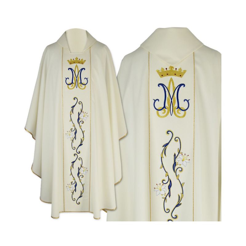 Ornat haftowany Maryjny ecru (30) - Ornat haftowany Maryjny ecru (30)