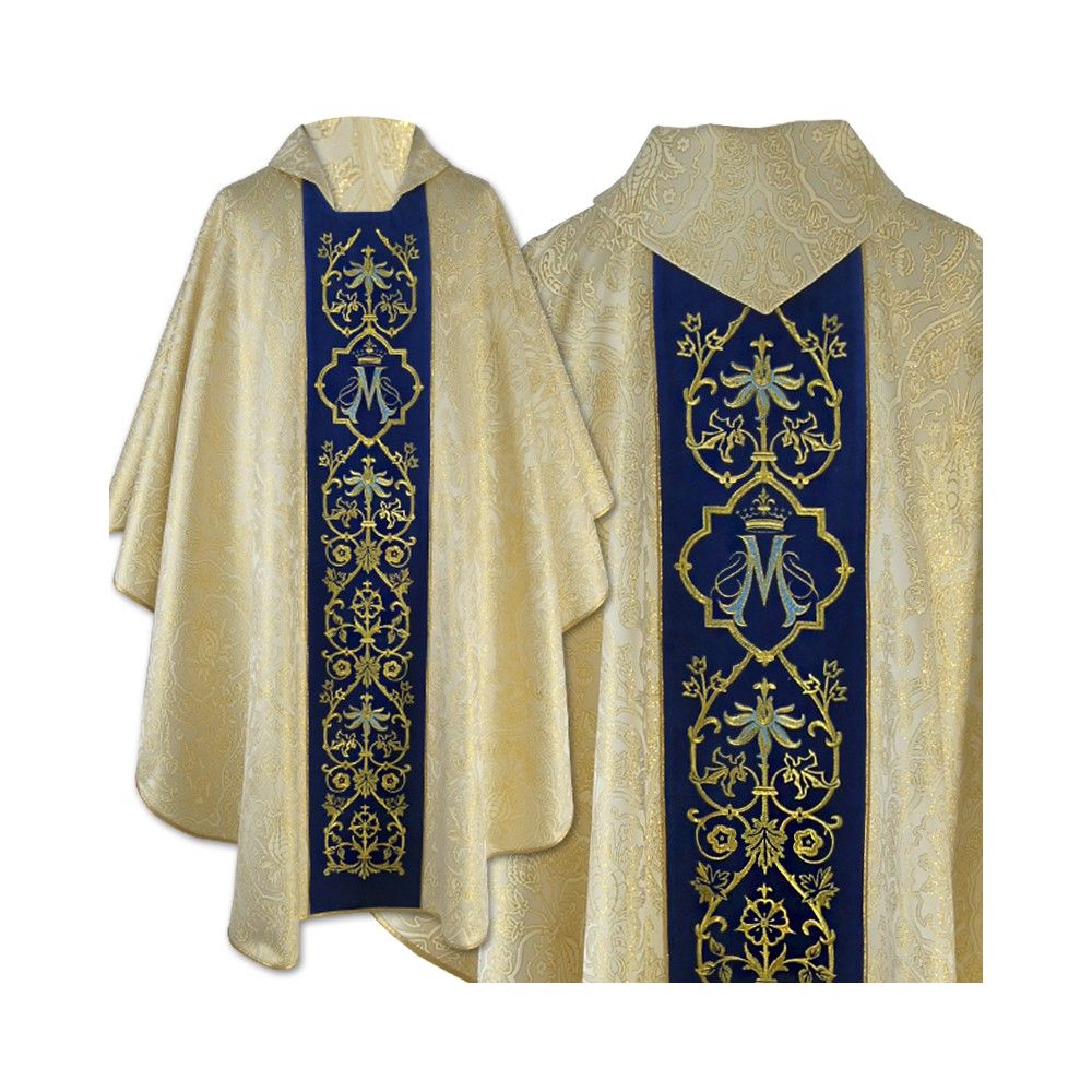 Ornat haftowany Maryjny złoty, pas niebieski (33)