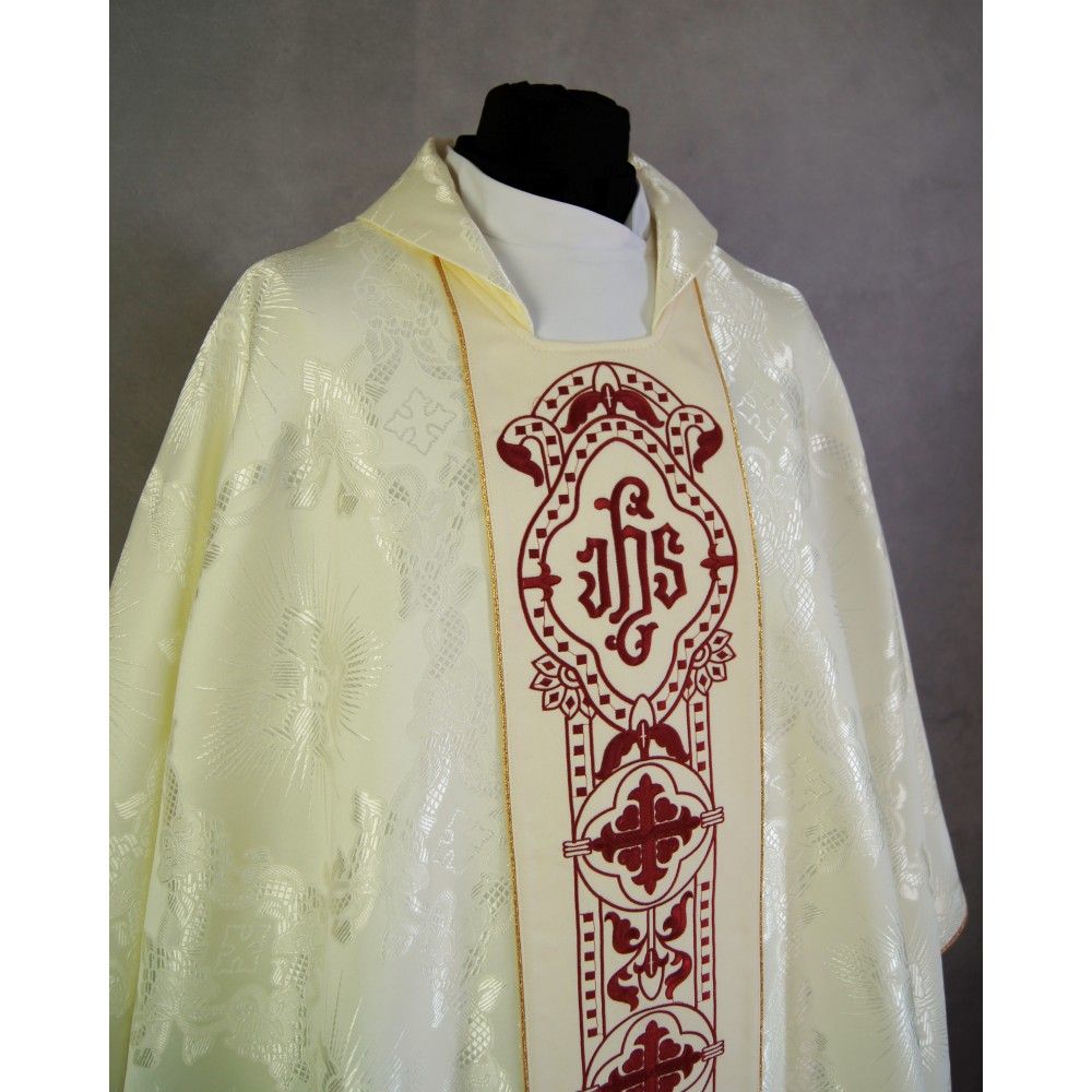 Ornat gotycki, materiał żakard, ecru (59)