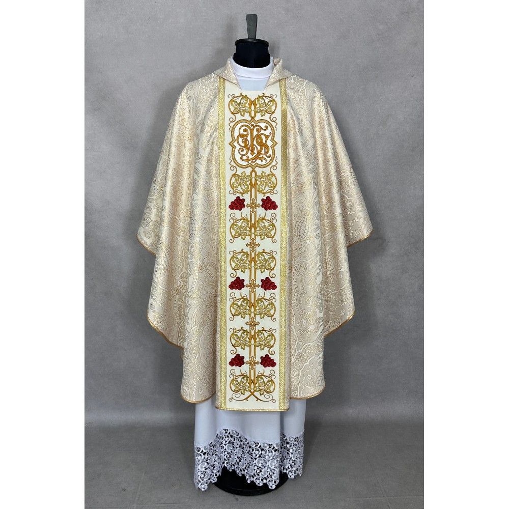 Ornat gotycki brokatowy, haftowany pas (50) - zdjęcie 2 - Ornat gotycki brokatowy, haftowany pas (50)