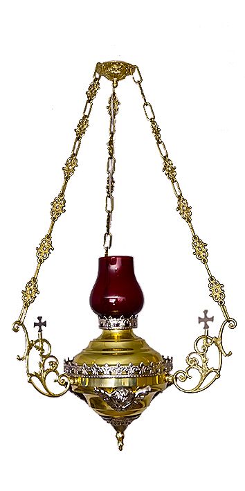 Lampa wieczna, elektryczna, elementy niklowane - wys. 90 cm, szer. 41 cm (S5)