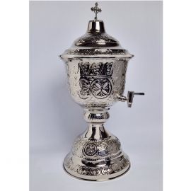 Duża waza na wodę święconą, metalu z ozdobnymi tłoczeniami - 77 cm (1A)
