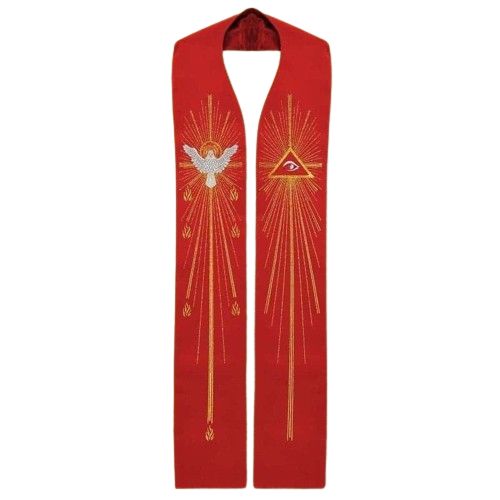 Stuła z Duchem Świętym - czerwona haftowana (2)