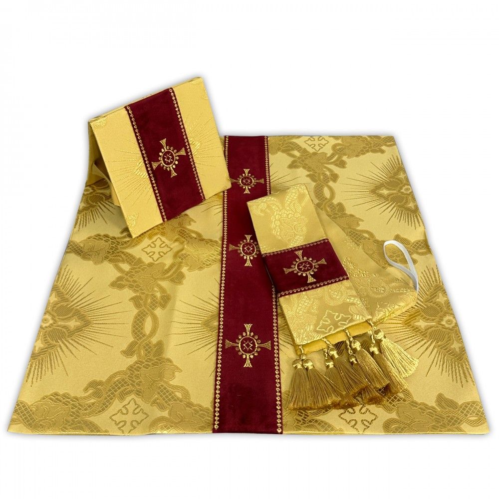 Ornat semi gotycki haftowany z motywem monstrancji (1K) - zdjęcie 4 - Ornat semi gotycki haftowany z motywem monstrancji (1K)