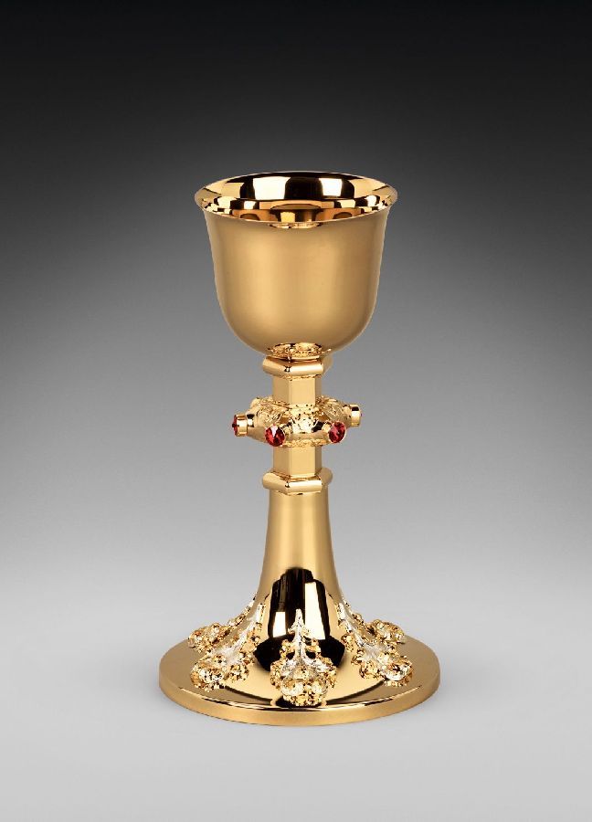 Kielich mszalny, złocony, ozdobne kamienie - 24,5 cm (17D)