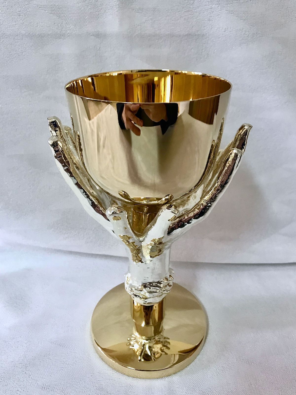 Kielich mszalny, pozłacany, dłonie, nodus odlew - 21 cm (27D)
