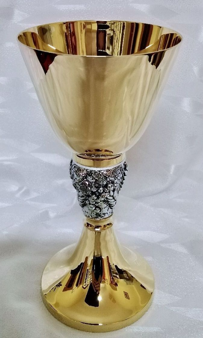 Kielich mszalny, pozłacany, motyw kłosy - 20 cm (47D)