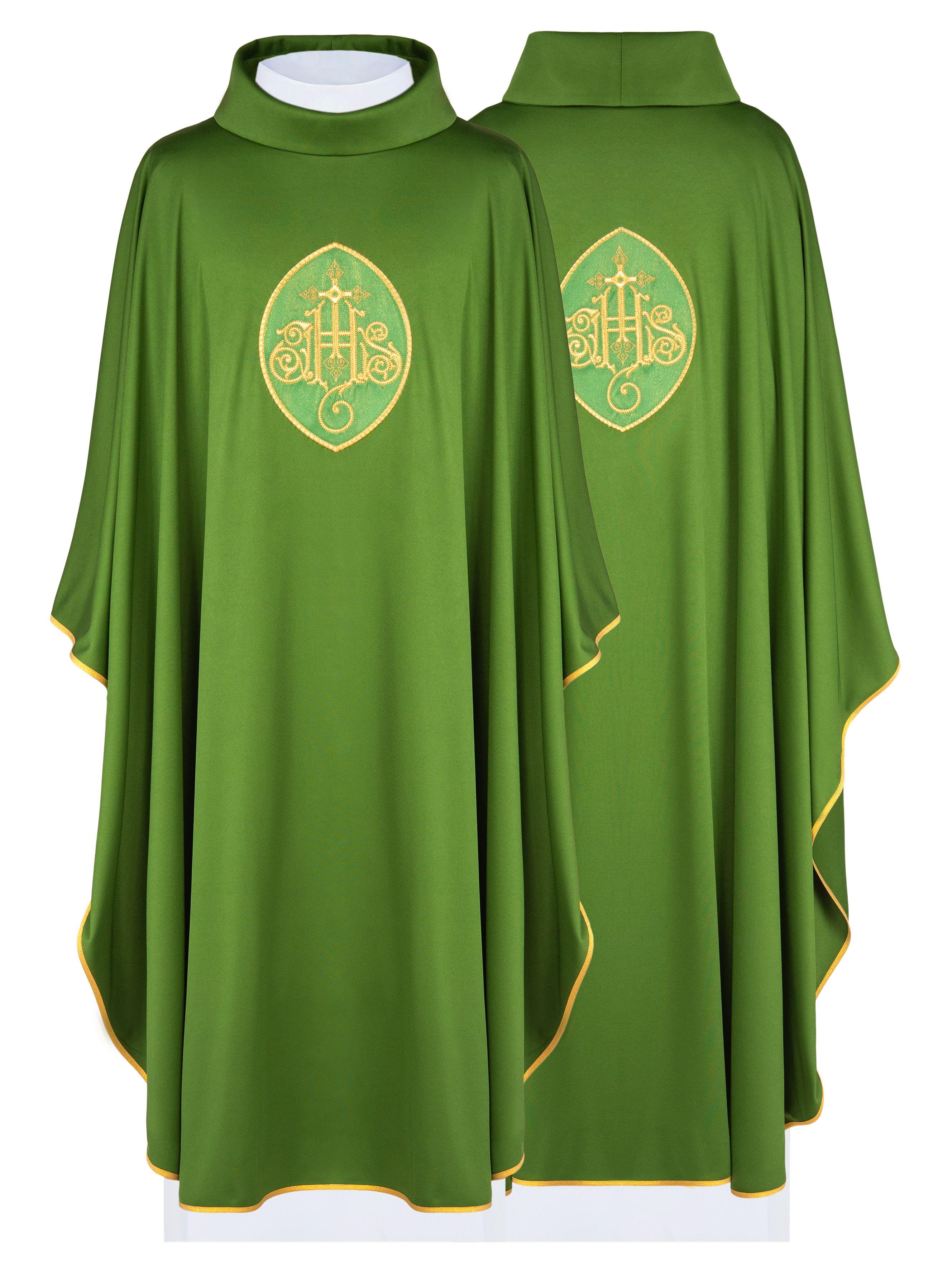 Ornat haftowany z symbolem IHS - zielony (H196)