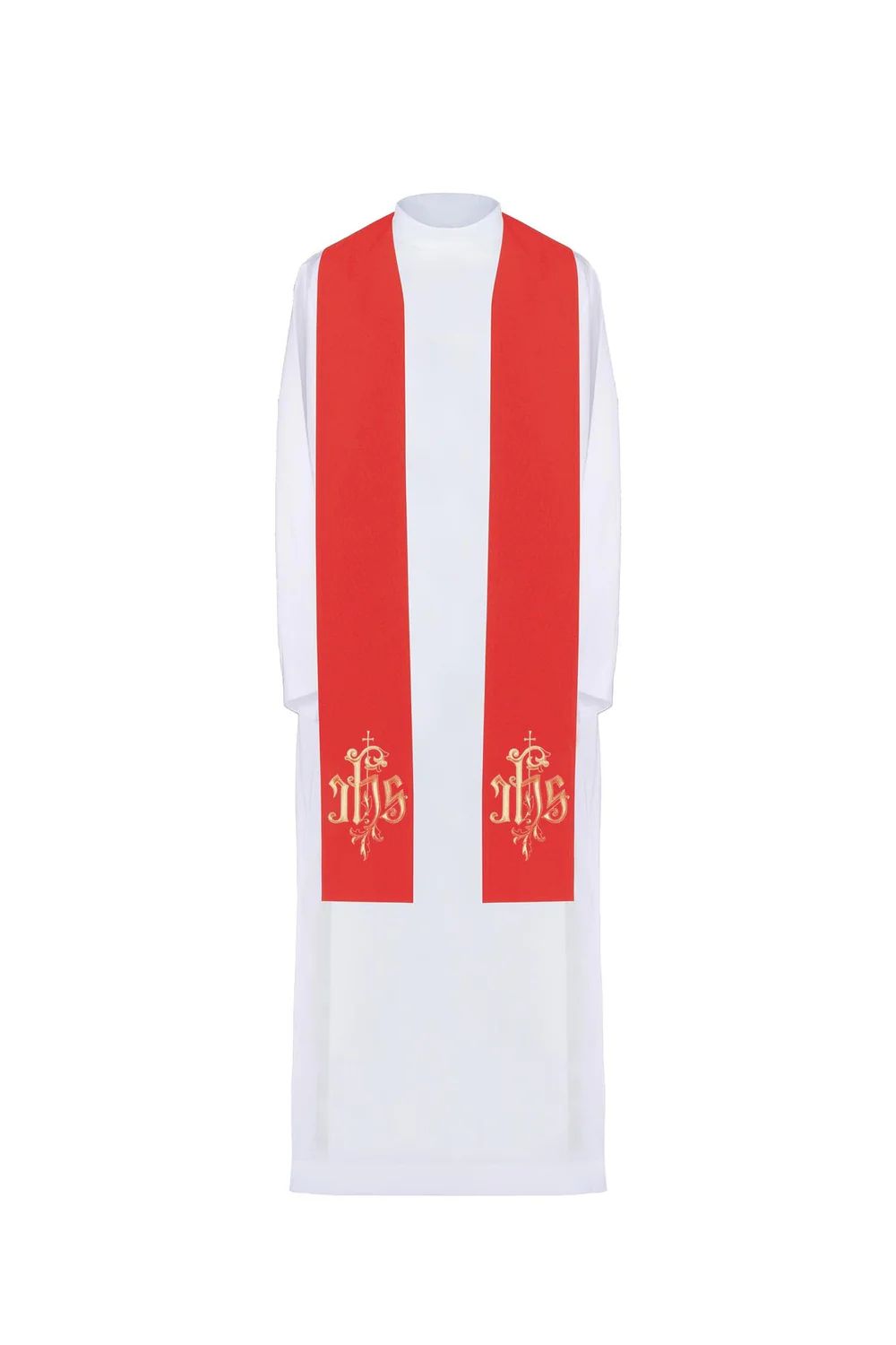 Stuła haftowana czerwona IHS (42H)