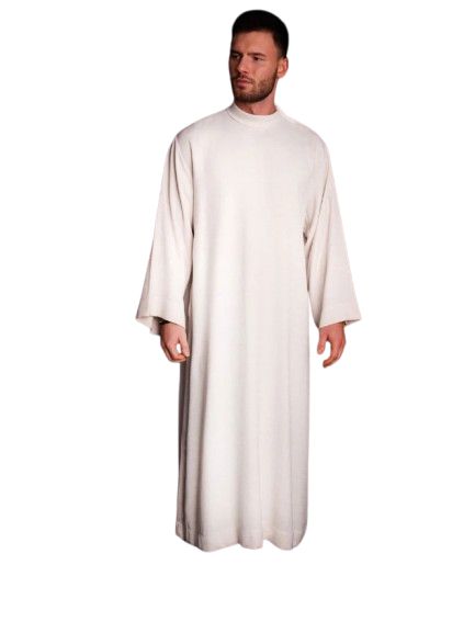 Alba kapłańska biała, lniana, naturalny splot - LEN (H6)