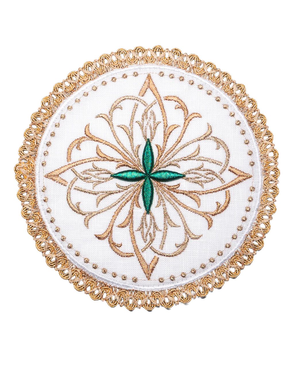 Bielizna kielichowa, lniana, haftowany krzyż zielony (77H) - zdjęcie 2 - Bielizna kielichowa, lniana, haftowany krzyż zielony (77H)