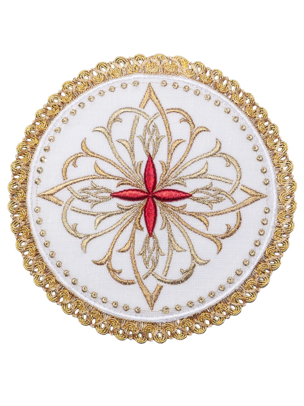 Bielizna kielichowa, lniana, haftowany czerwony krzyż (78H) - zdjęcie 2 - Bielizna kielichowa, lniana, haftowany czerwony krzyż (78H)