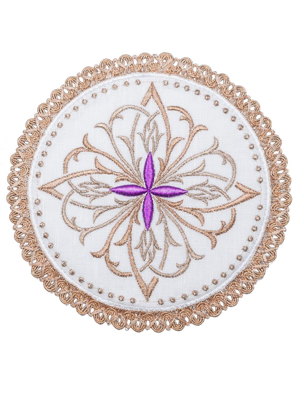 Bielizna kielichowa, lniana, haftowany fioletowy krzyż (80H) - zdjęcie 2 - Bielizna kielichowa, lniana, haftowany fioletowy krzyż (80H)