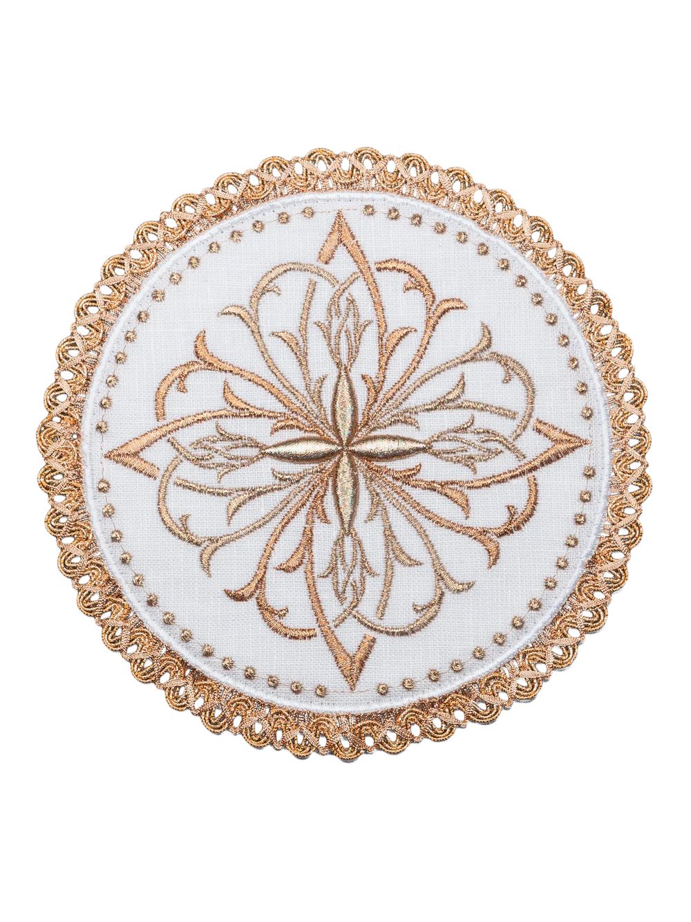 Bielizna kielichowa, lniana, haftowany złoty krzyż (81H) - zdjęcie 2 - Bielizna kielichowa, lniana, haftowany złoty krzyż (81H)