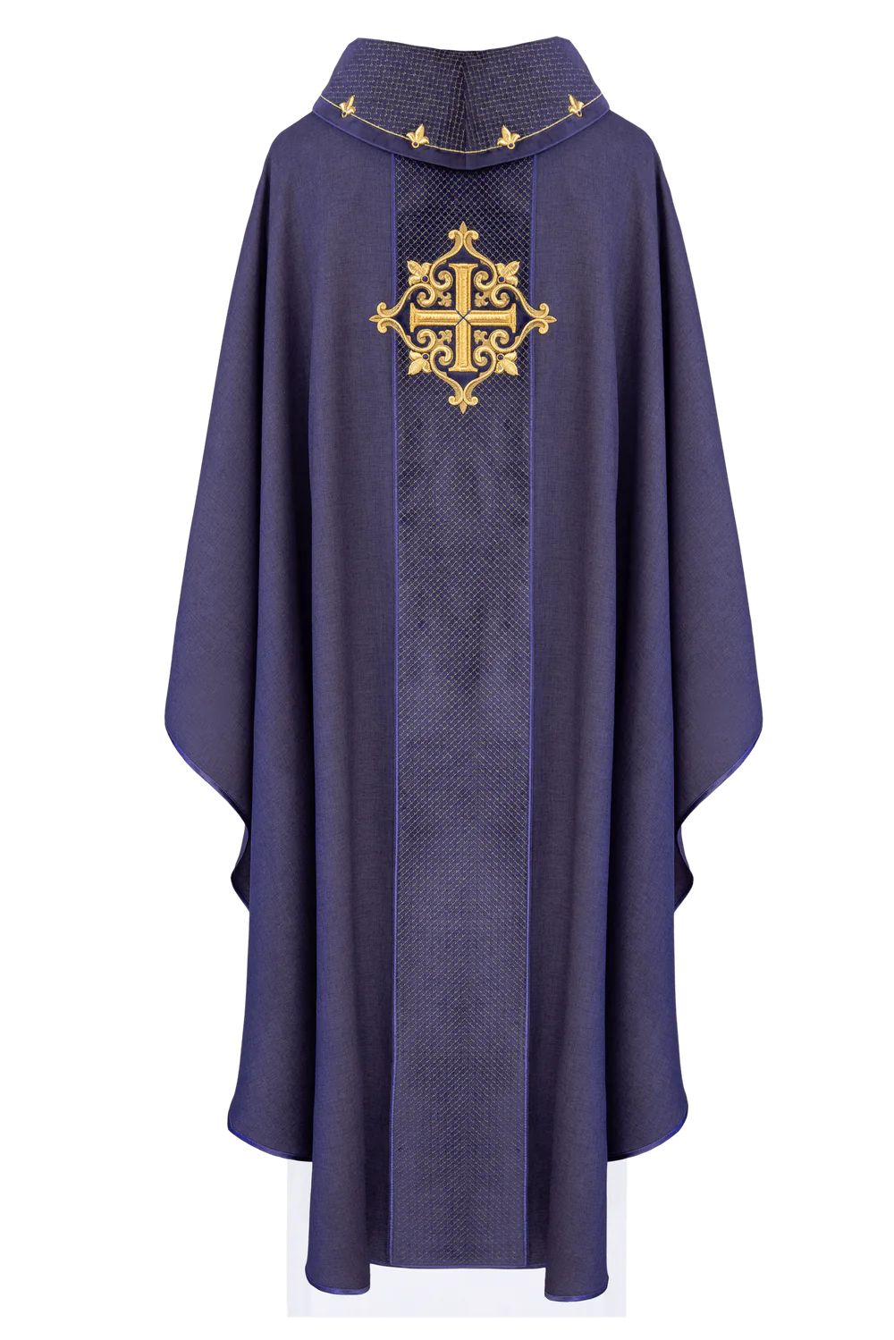 Ornat haftowany fioletowy, aksamit, symbol krzyża (H207) - zdjęcie 3 - Ornat haftowany fioletowy, aksamit, symbol krzyża (H207)