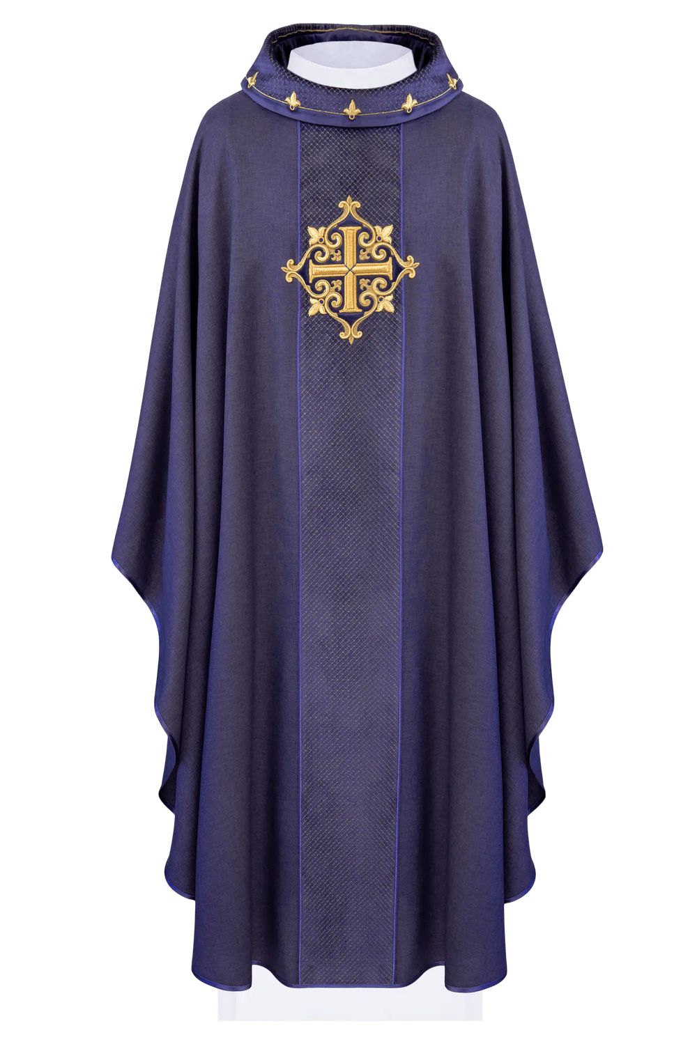 Ornat haftowany fioletowy, aksamit, symbol krzyża (H207) - zdjęcie 2 - Ornat haftowany fioletowy, aksamit, symbol krzyża (H207)