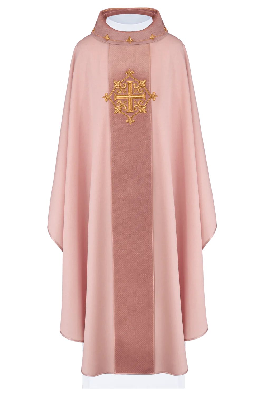 Ornat haftowany różowy, aksamit, symbol krzyża (H211) - zdjęcie 4 - Ornat haftowany różowy, aksamit, symbol krzyża (H211)