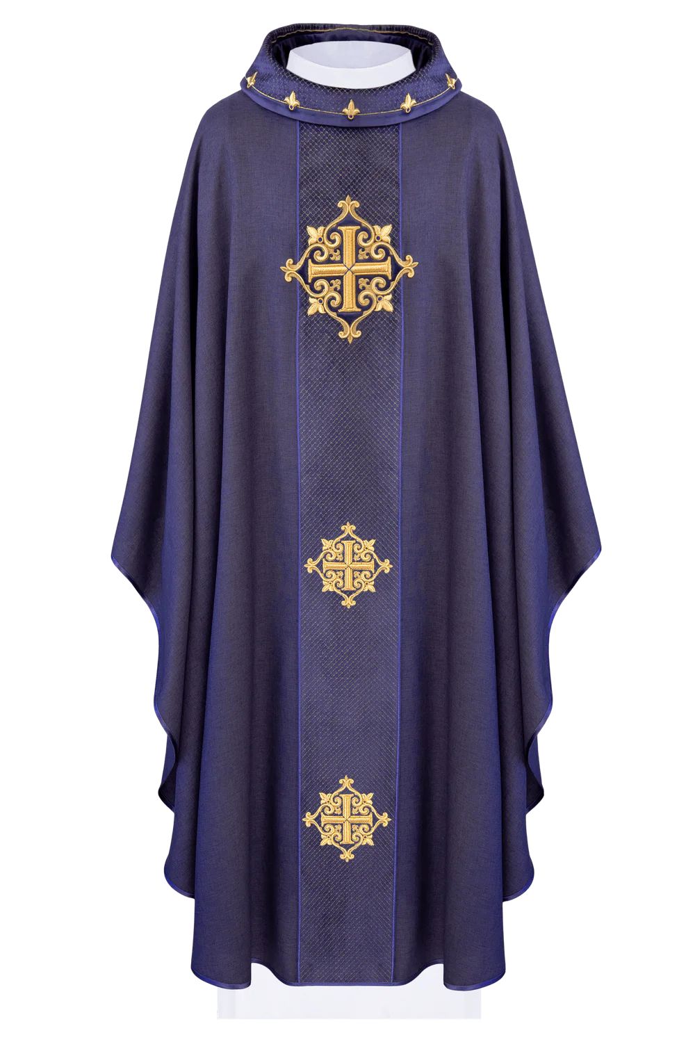 Ornat haftowany fioletowy, pas aksamit, symbol krzyży (H215) - zdjęcie 3 - Ornat haftowany fioletowy, pas aksamit, symbol krzyży (H215)