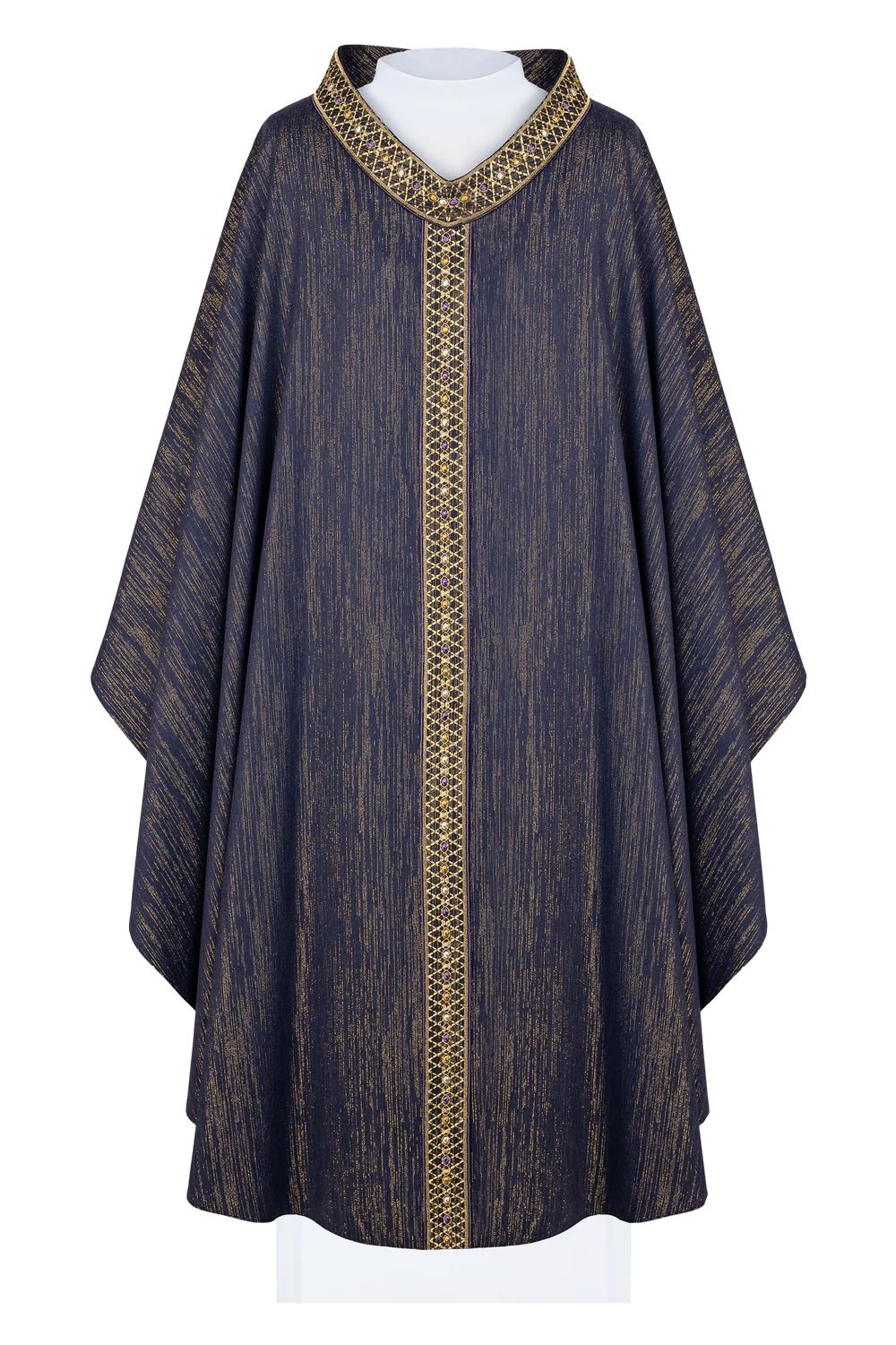 Ornat fioletowy, z haftowanym kołnierzem i pasem (H220) - zdjęcie 4 - Ornat fioletowy, z haftowanym kołnierzem i pasem (H220)