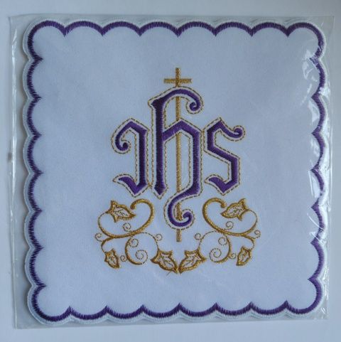 Palka haftowana fioletowy IHS (48)