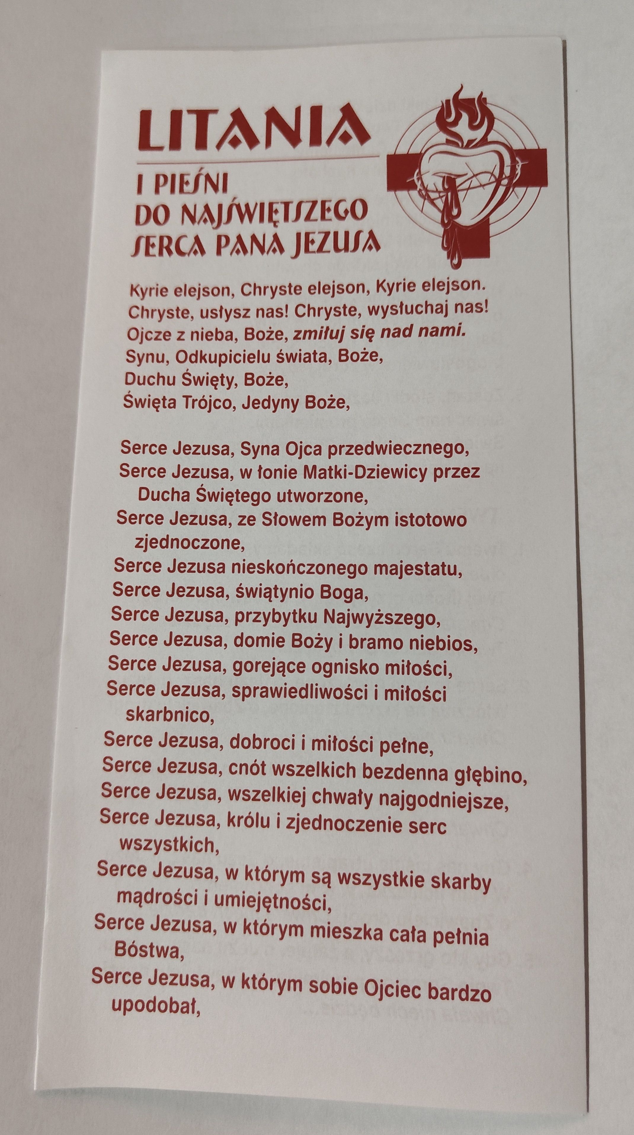 Litania i pieśni do Najświętszego Serca Pana Jezusa-  folder 1 szt