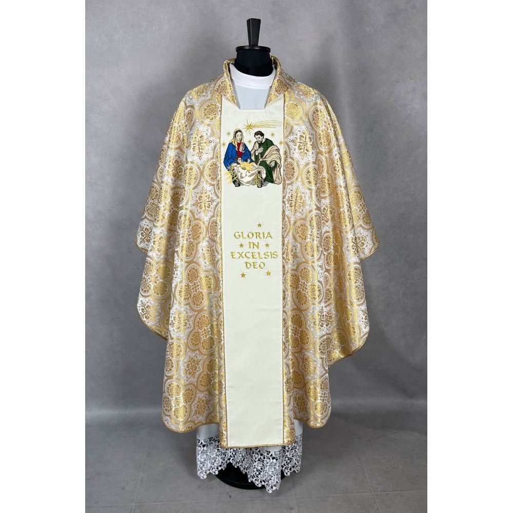 Ornat haftowany - Boże Narodzenie, tkanina rozeta (2) - zdjęcie 2 - Ornat haftowany - Boże Narodzenie, tkanina rozeta (2)