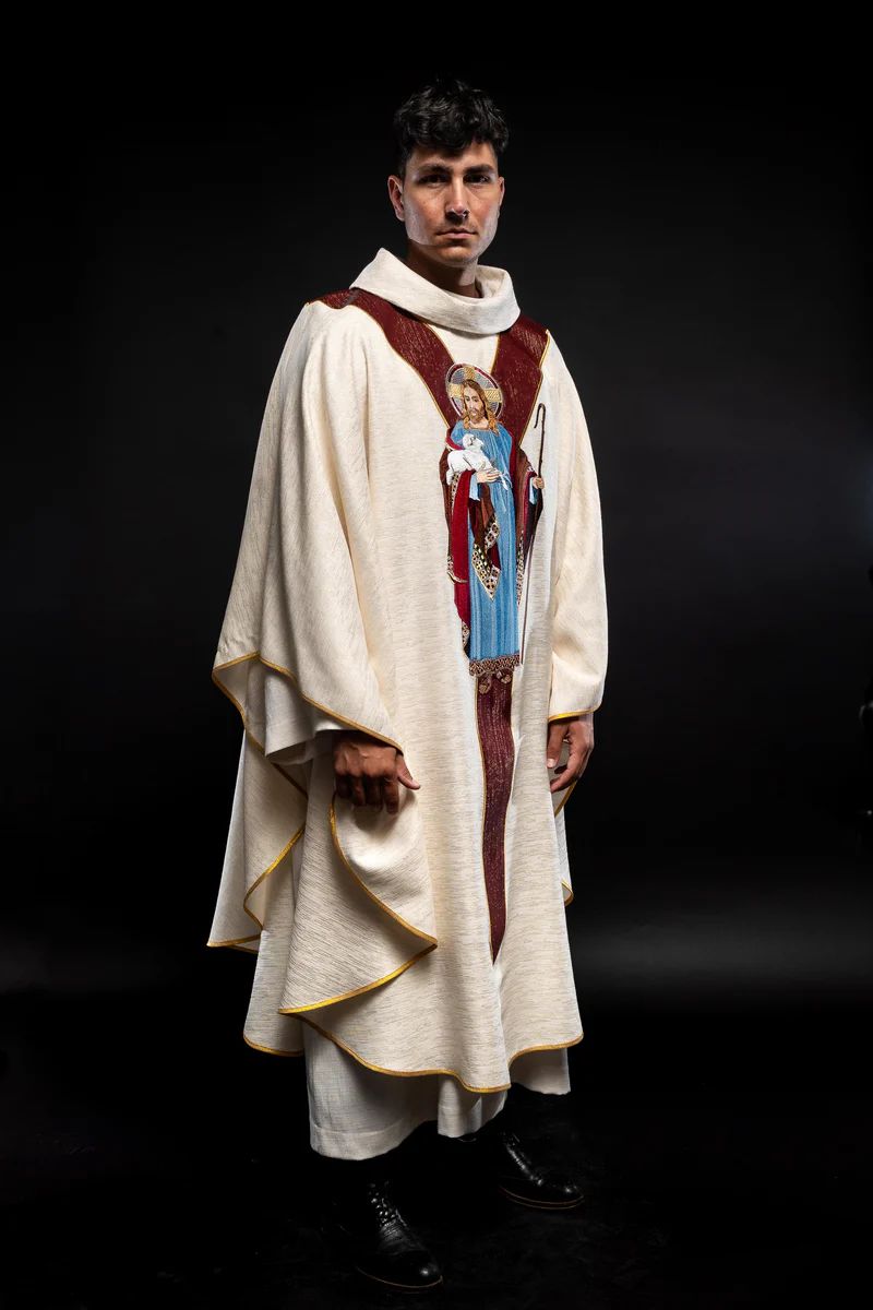 Ornat z wizerunkiem Jezusa Dobrego Pasterza (121H) - zdjęcie 4 - Ornat z wizerunkiem Jezusa Dobrego Pasterza (121H)