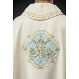 Ornat haftowany z motywem Maryjnym - ecru (128H) - zdjęcie 4 - Ornat haftowany z motywem Maryjnym - ecru (128H)