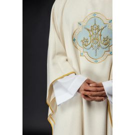 Ornat haftowany z motywem Maryjnym - ecru (128H) - zdjęcie 5 - Ornat haftowany z motywem Maryjnym - ecru (128H)