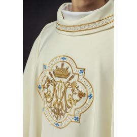 Ornat haftowany z motywem Maryjnym - ecru (129H) - zdjęcie 2 - Ornat haftowany z motywem Maryjnym - ecru (129H)