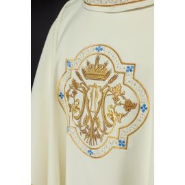 Ornat haftowany z motywem Maryjnym - ecru (129H) - zdjęcie 3 - Ornat haftowany z motywem Maryjnym - ecru (129H)