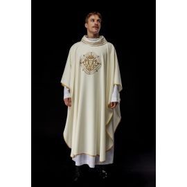 Ornat haftowany z motywem Maryjnym - ecru (129H) - zdjęcie 5 - Ornat haftowany z motywem Maryjnym - ecru (129H)