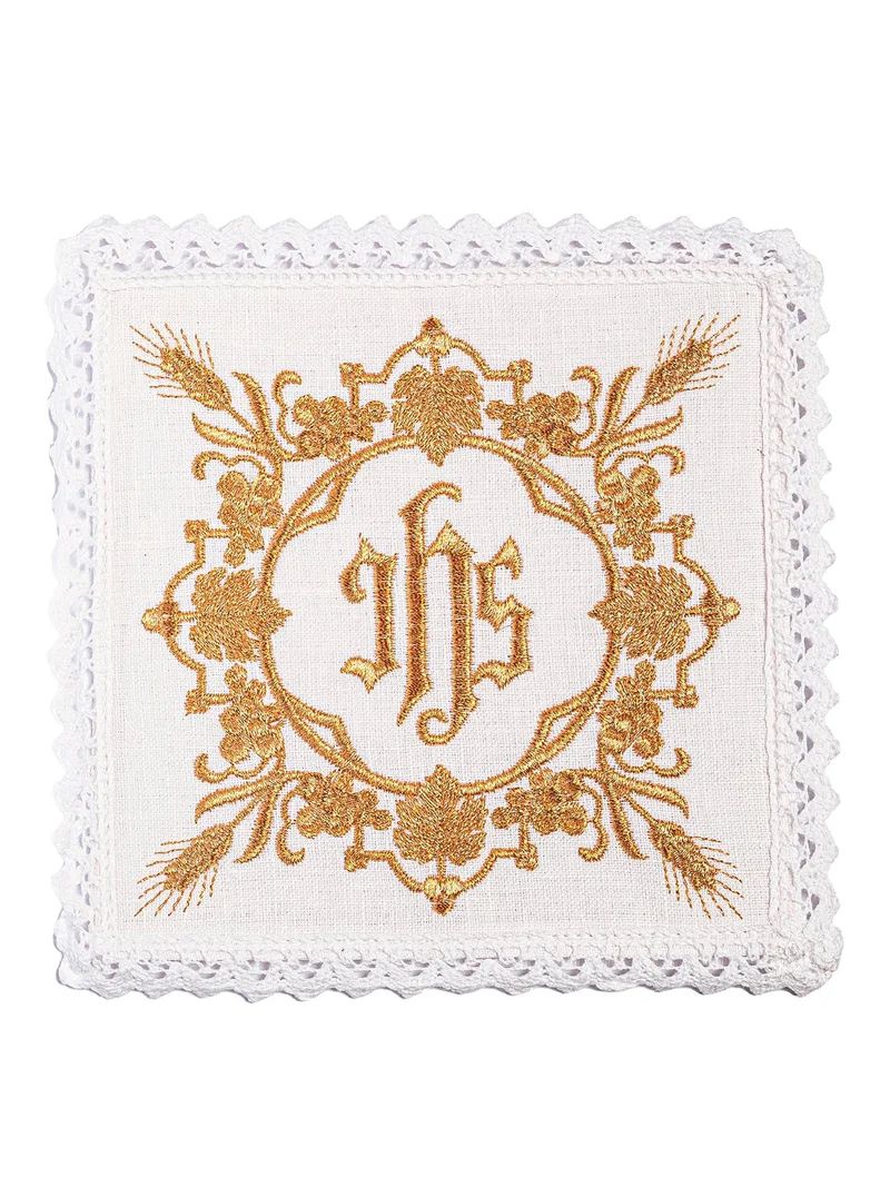 Bielizna kielichowa, lniana, haft kłosy, IHS (103H) - zdjęcie 2 - Bielizna kielichowa, lniana, haft kłosy, IHS (103H)