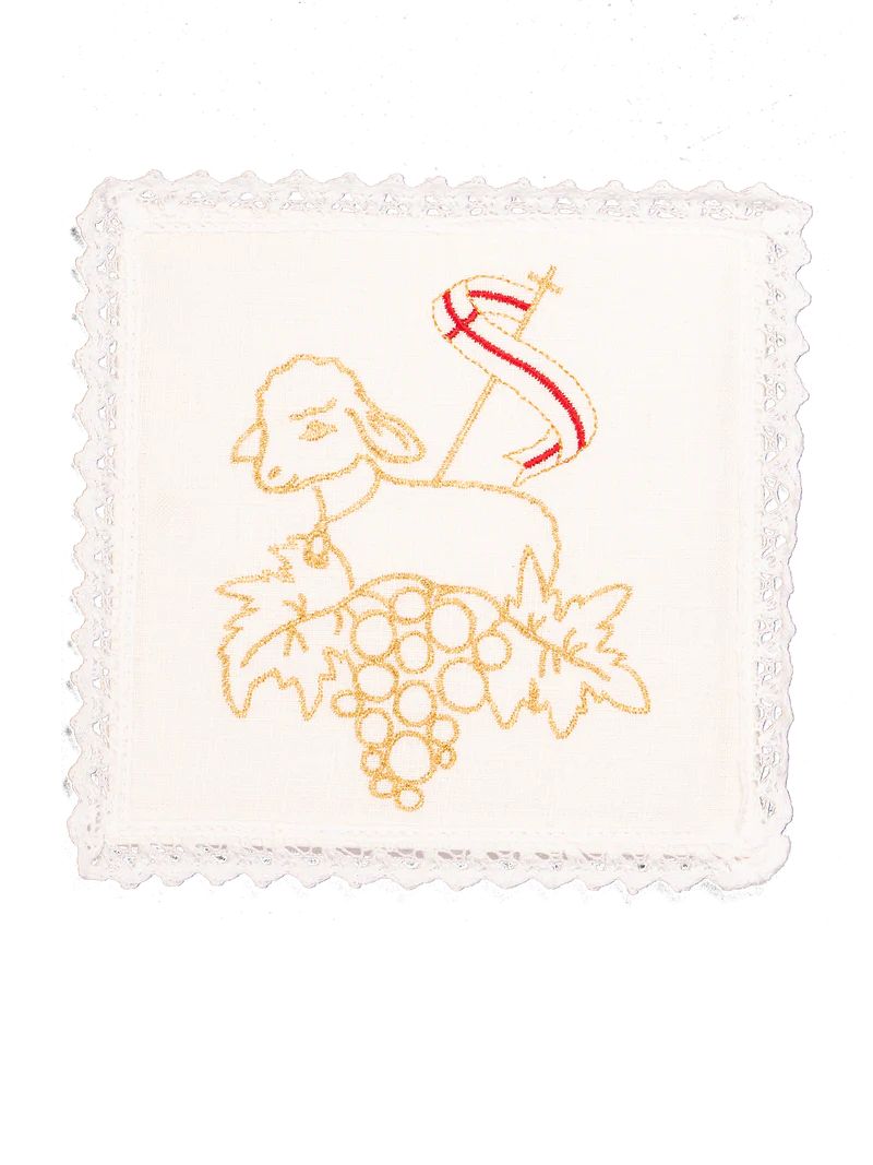 Bielizna kielichowa, lniana, haft Baranka Bożego (105H) - zdjęcie 2 - Bielizna kielichowa, lniana, haft Baranka Bożego (105H)