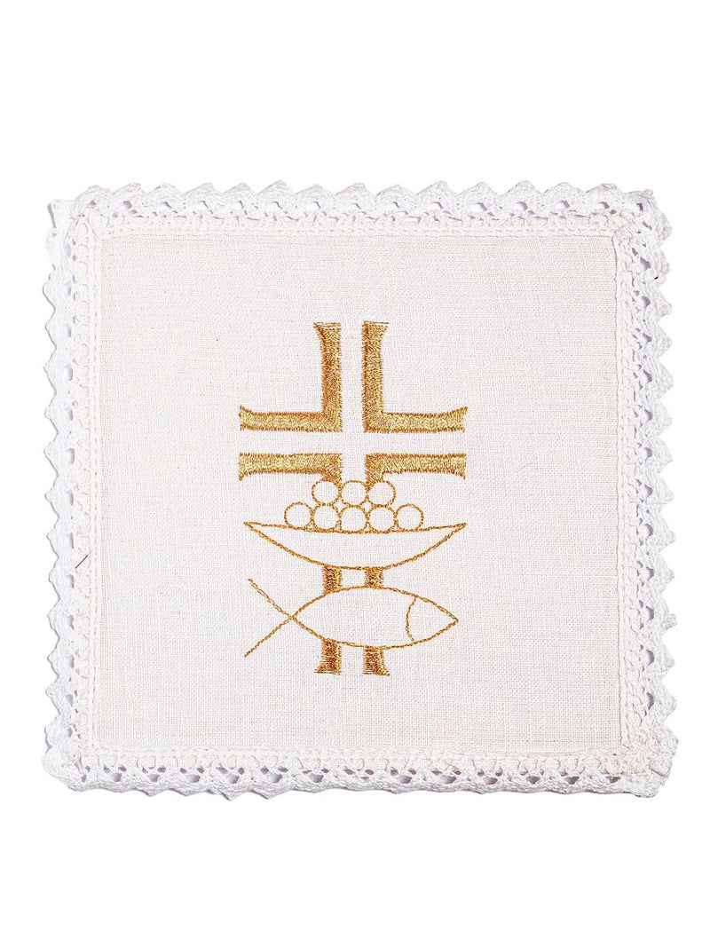 Bielizna kielichowa, lniana, haft Krzyża i ryb (108H) - zdjęcie 2 - Bielizna kielichowa, lniana, haft Krzyża i ryb (108H)