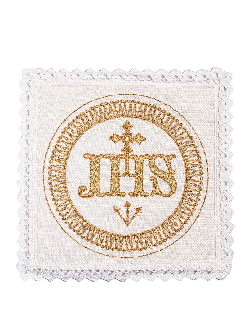 Bielizna kielichowa, lniana, haft IHS (119H) - zdjęcie 2 - Bielizna kielichowa, lniana, haft IHS (119H)