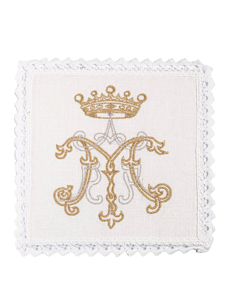 Bielizna kielichowa, lniana, haft Maryjny (123H) - zdjęcie 2 - Bielizna kielichowa, lniana, haft Maryjny (123H)