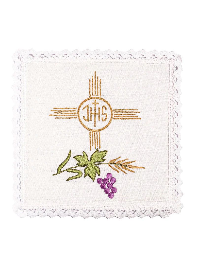 Bielizna kielichowa, lniana, haft krzyż (125H) - zdjęcie 2 - Bielizna kielichowa, lniana, haft krzyż (125H)