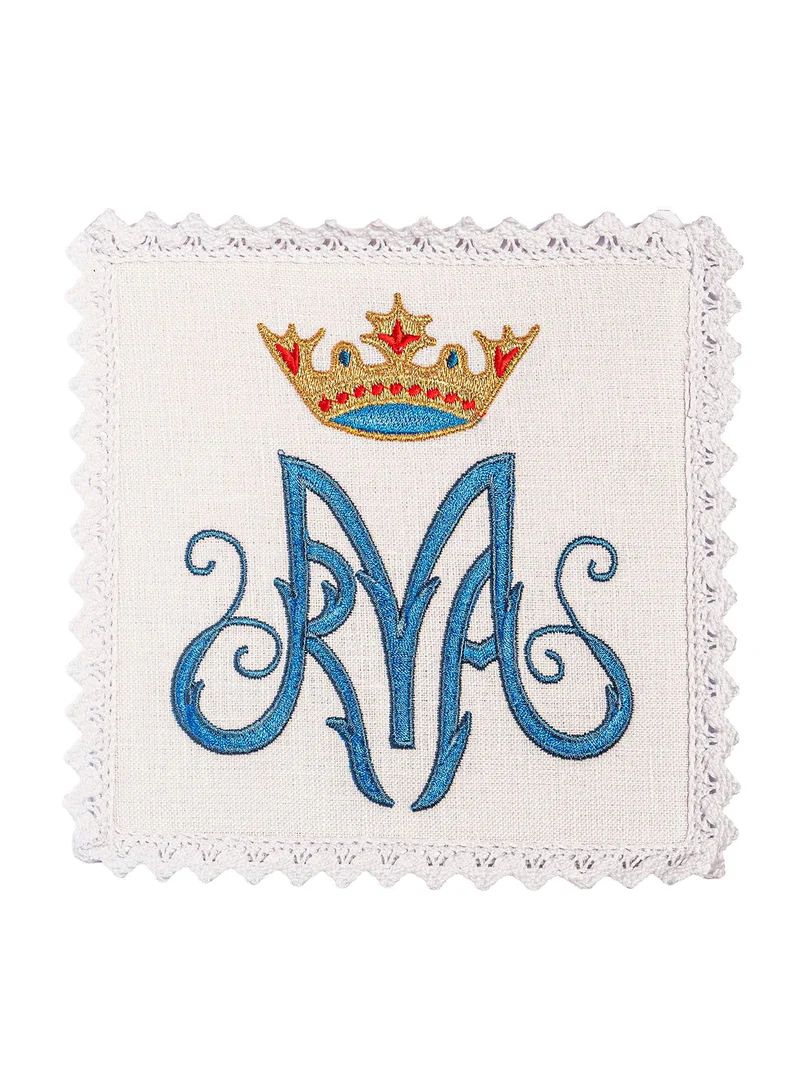 Bielizna kielichowa, lniana, haft Maryjny (126H) - zdjęcie 2 - Bielizna kielichowa, lniana, haft Maryjny (126H)