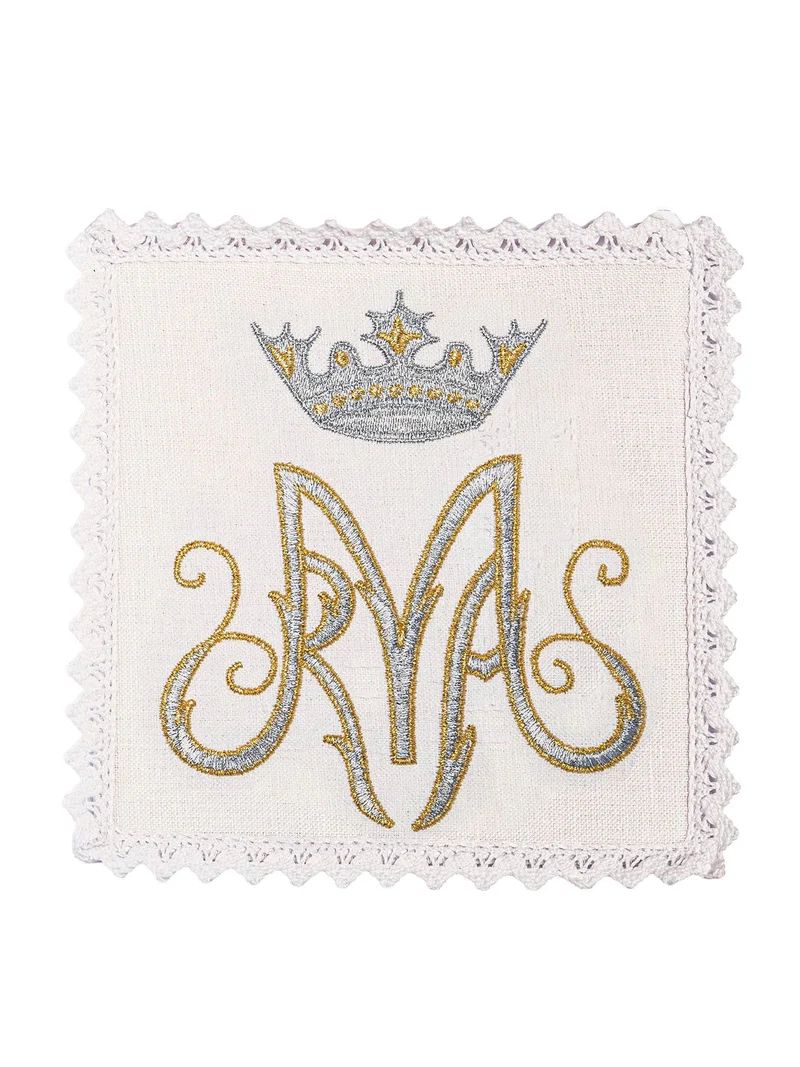 Bielizna kielichowa, lniana, haft Maryjny (127H) - zdjęcie 2 - Bielizna kielichowa, lniana, haft Maryjny (127H)