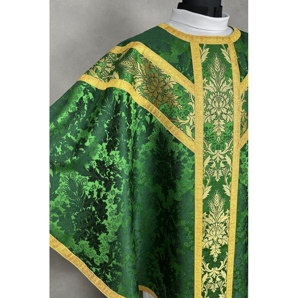 Ornat semi gotycki + stuła, bursa, manipularz, welon na kielich - tkanina żakard (9K) - zdjęcie 2 - Ornat semi gotycki + stuła, bursa, manipularz, welon na kielich - tkanina żakard (9K)