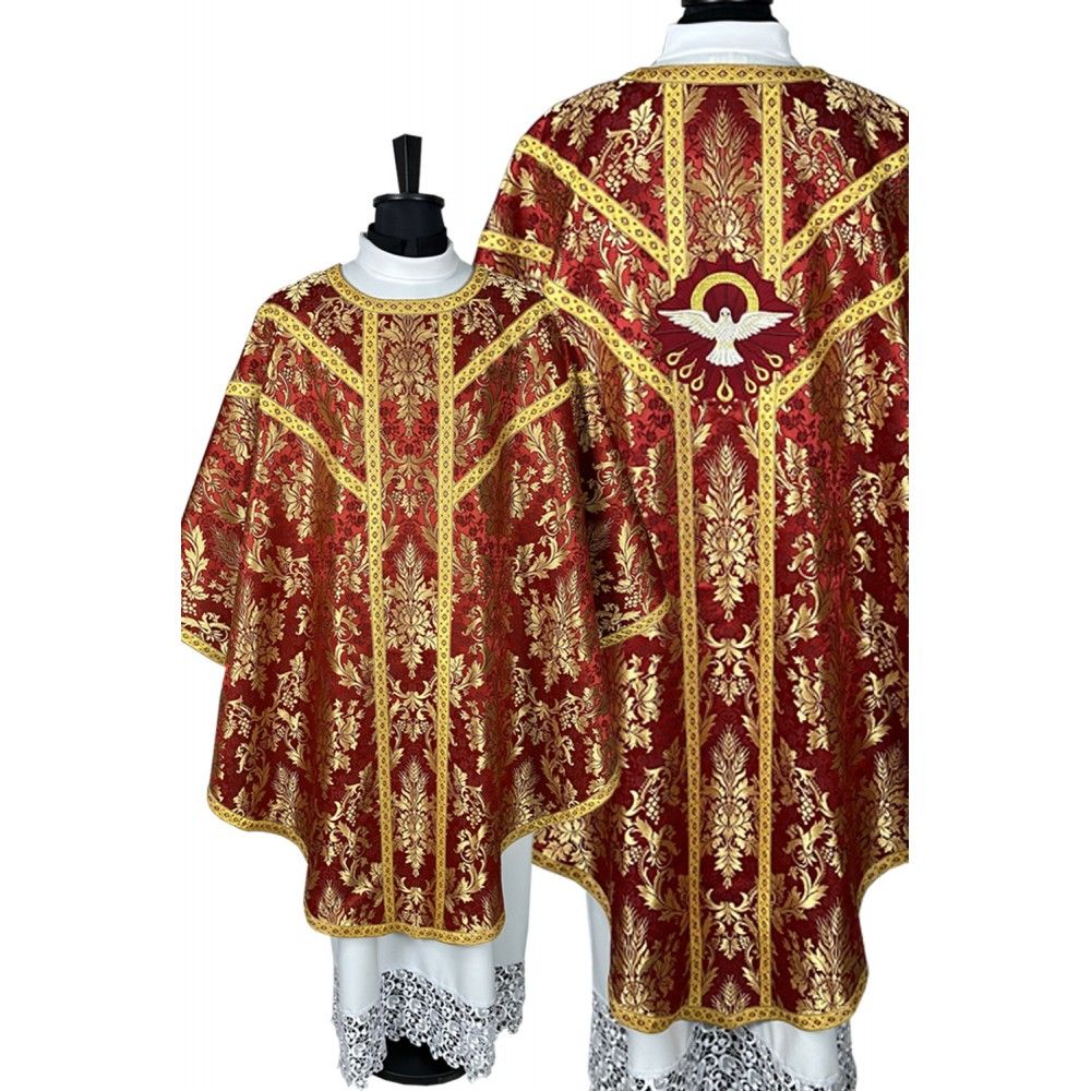 Ornat semi gotycki DUCH ŚWIĘTY + stuła, bursa, manipularz, welon na kielich (10K)