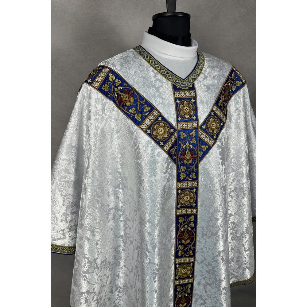 Ornat semi gotycki + stuła, bursa, manipularz, welon na kielich - tkanina żakard (16K) - zdjęcie 5 - Ornat semi gotycki + stuła, bursa, manipularz, welon na kielich - tkanina żakard (16K)