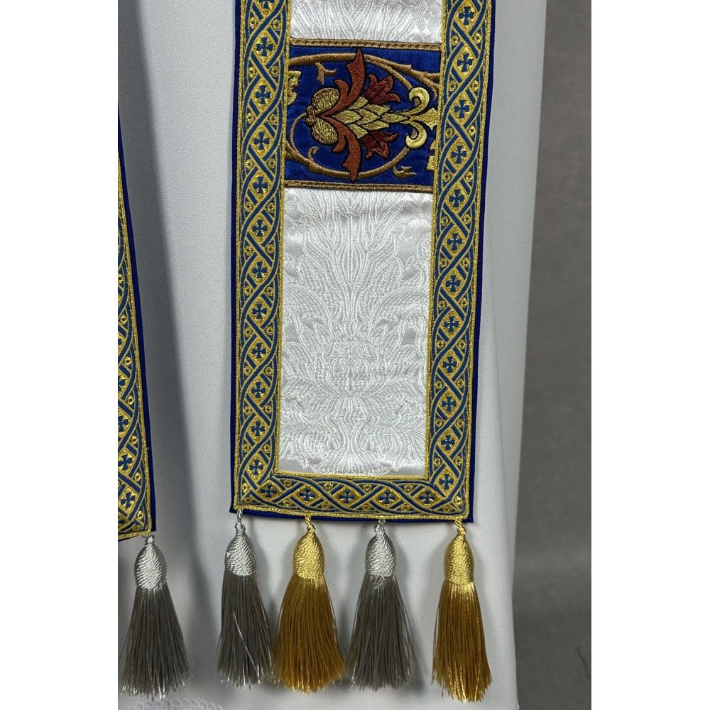 Ornat semi gotycki + stuła, bursa, manipularz, welon na kielich - tkanina żakard (16K) - zdjęcie 7 - Ornat semi gotycki + stuła, bursa, manipularz, welon na kielich - tkanina żakard (16K)