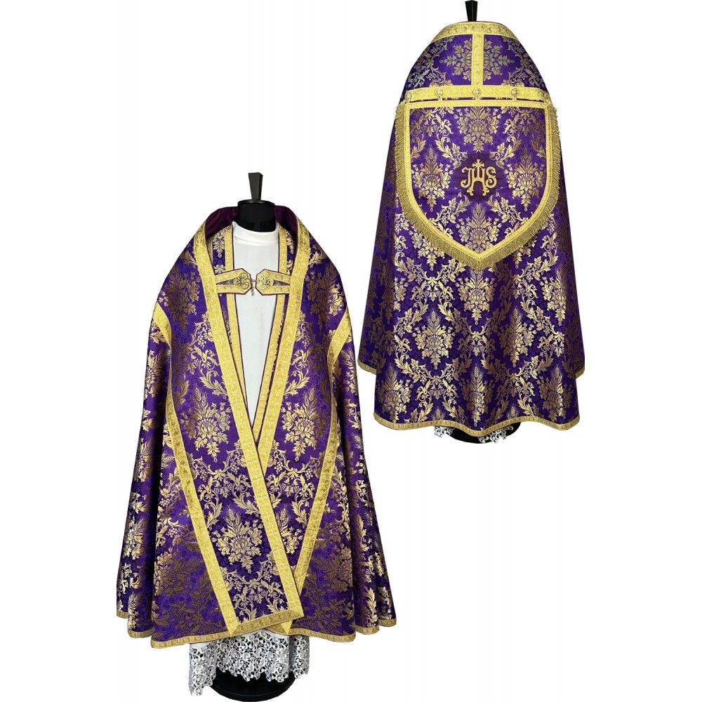 Kapa rzymska fioletowa ze stułą (21K) - KAPY LITURGICZNE