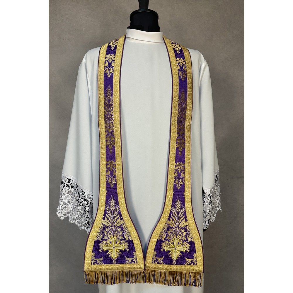 Ornat rzymski fioletowy + Stuła, Manipularz, Bursa i Welon na kielich (22K) - zdjęcie 5 - Ornat rzymski fioletowy + Stuła, Manipularz, Bursa i Welon na kielich (22K)