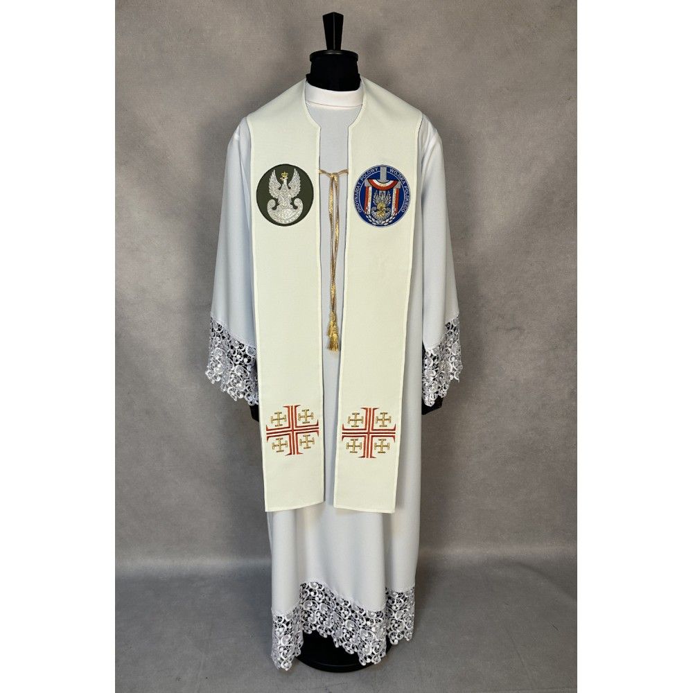 Stuła dwustronna haftowana Wojsko Polskie (23K) - zdjęcie 2 - Stuła dwustronna haftowana Wojsko Polskie (23K)