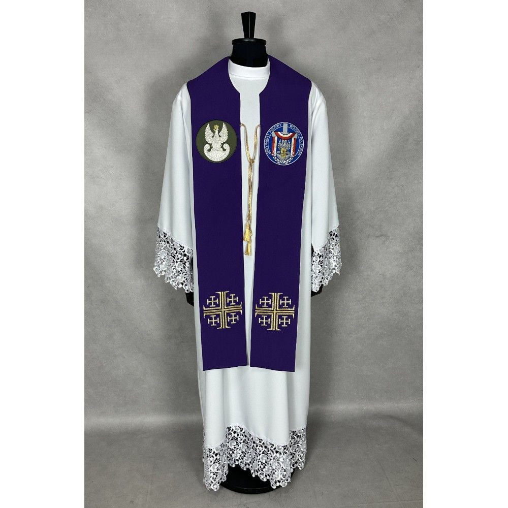 Stuła dwustronna haftowana Wojsko Polskie (23K) - zdjęcie 3 - Stuła dwustronna haftowana Wojsko Polskie (23K)