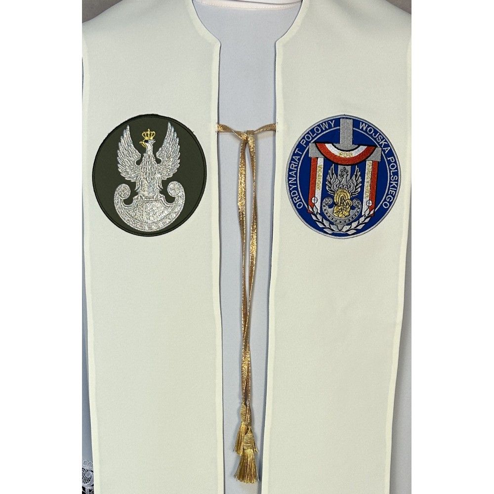 Stuła dwustronna haftowana Wojsko Polskie (23K) - zdjęcie 4 - Stuła dwustronna haftowana Wojsko Polskie (23K)